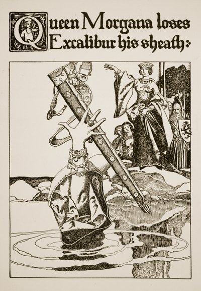 La Reina Morgana pierde la vaina de Excalibur, ilustración de 